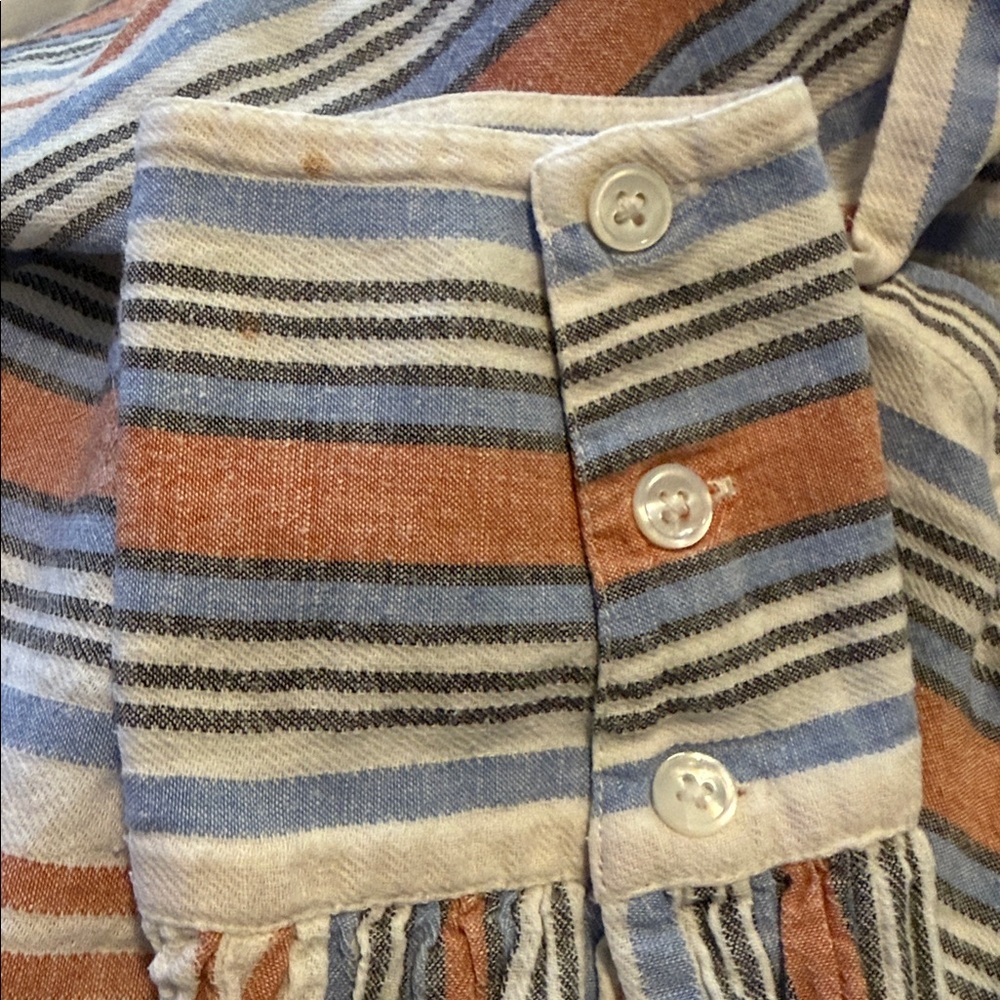 Veronica Beard Jeans Striped Cotton Blouse Blue Salmon XS - Picture 7 of 7